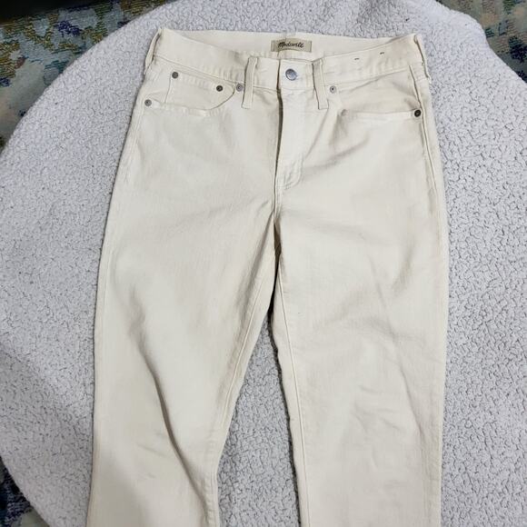 Madewell Women's Off White Cotton Solid Mid Rise Straight Leg Jeans 28 - Picture 1 of 5